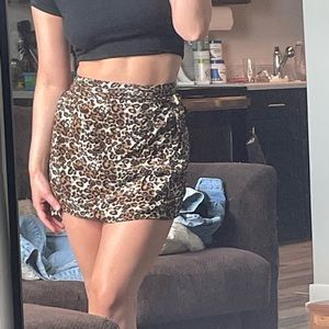 Wrap animal print skirt